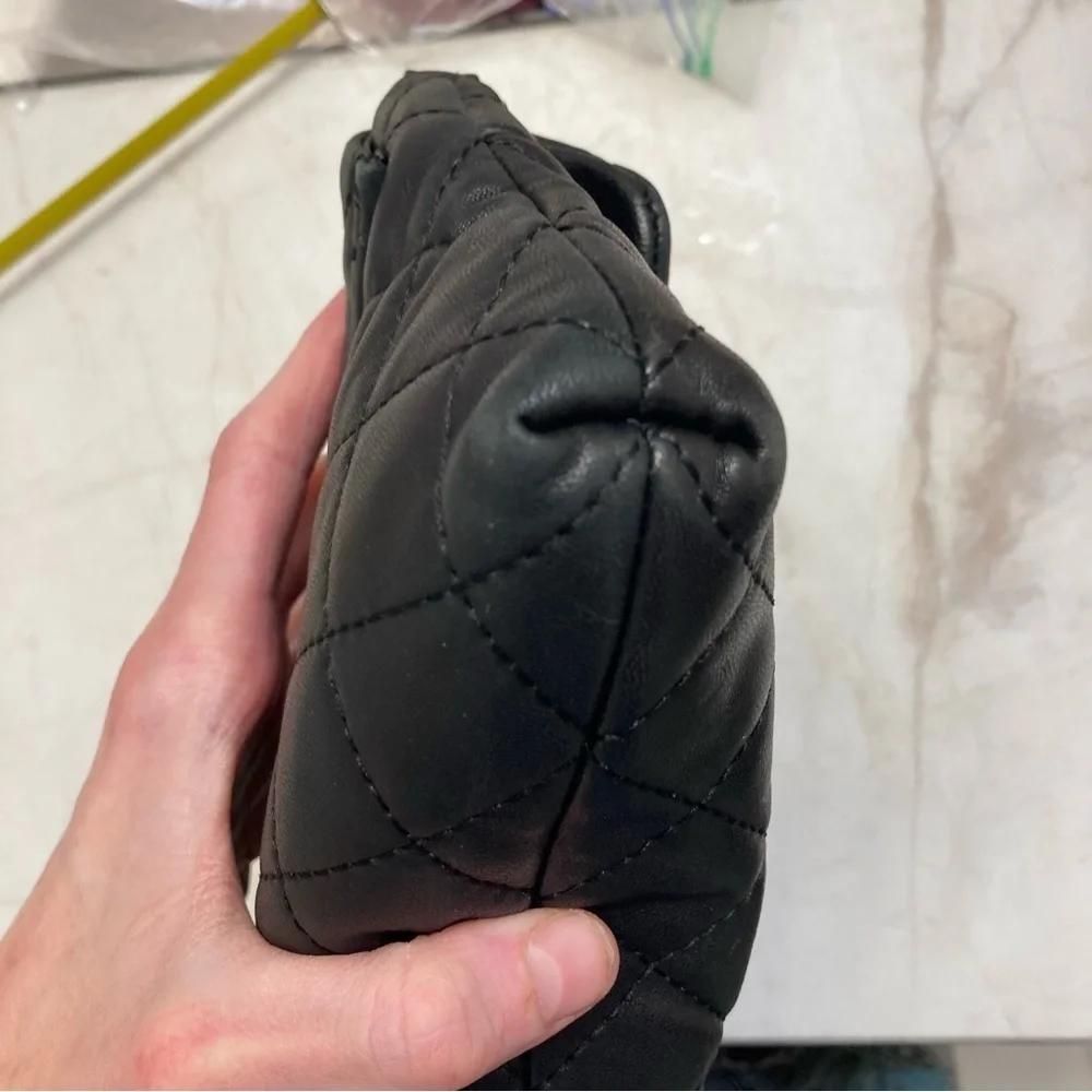 Calvin Klein quilted black leather clutch bag